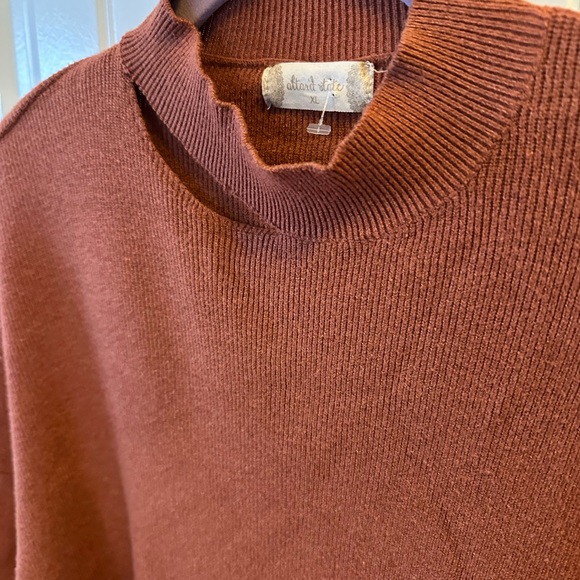 Altar’d State Distressed Neckline Terracotta Sweater - Picture 6 of 8